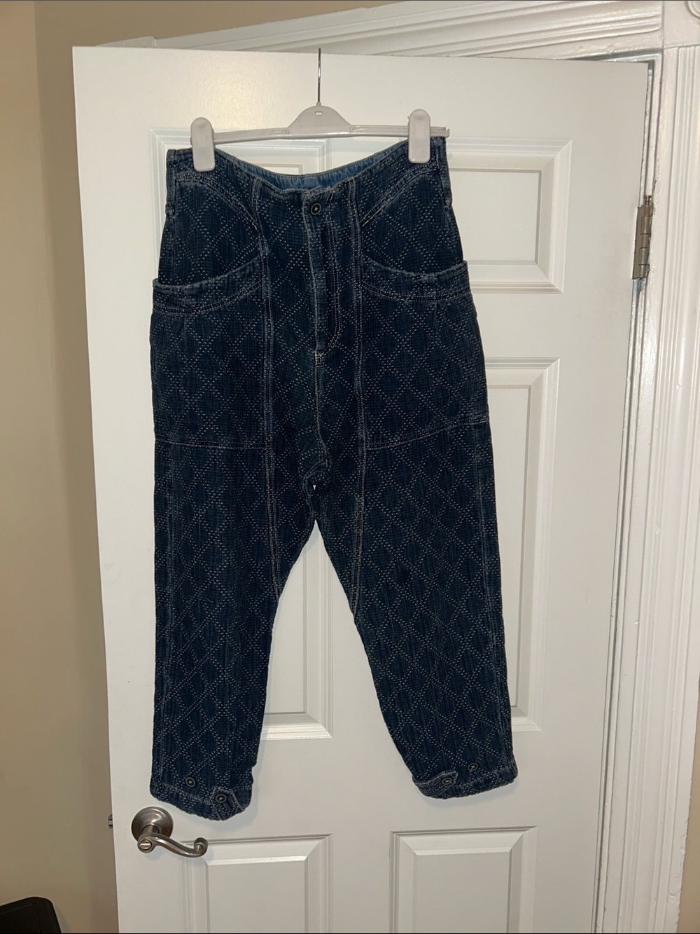 We The Free Quilted Dark Blue Relaxed Jeans